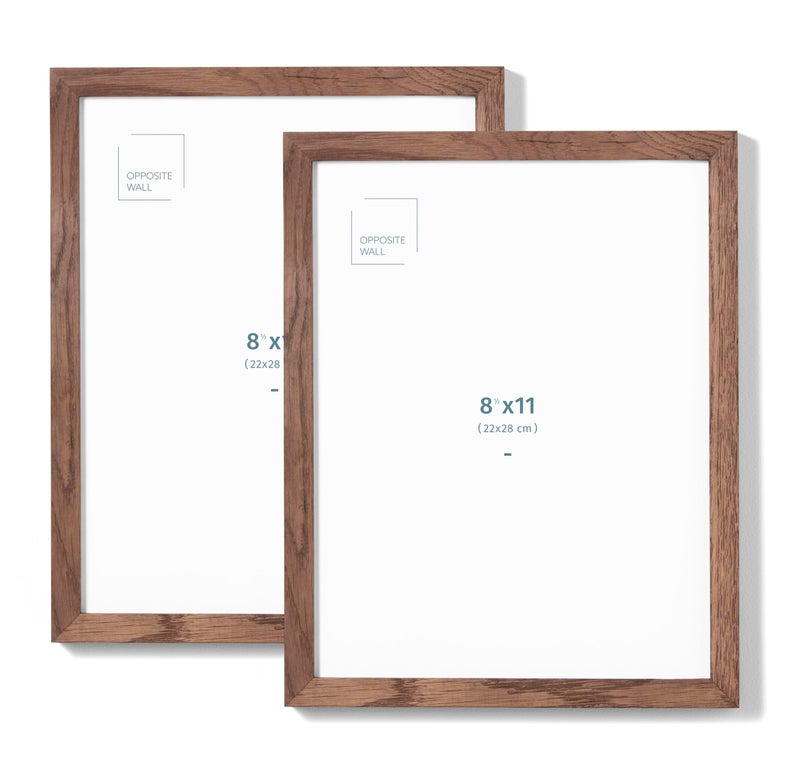 Opposite Wall - Set of 2-8.5 x 11 in - Dark Solid Oak Wood Picture Frames - Lightweight, Versatile & Shatterproof - Wall Hanging & Tabletop Photo Frame - Office, Gallery & Home Decor - Image 1